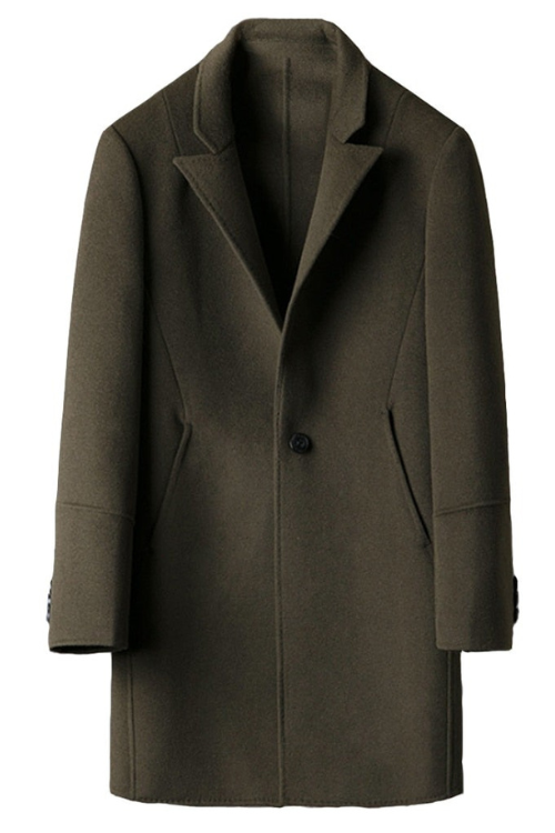 Men Wool Coat Double-sided Cashmere Coat Winter Casual Solid Wool Long Coats