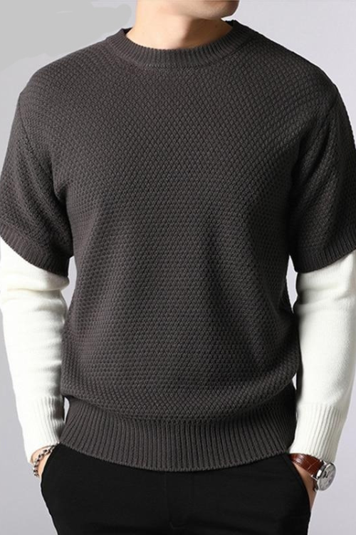 Sweater Men Spring Autumn Warm Mens Patchwork Sweaters Casual O-Neck Pull Homme Long-sleeve Pullover Men