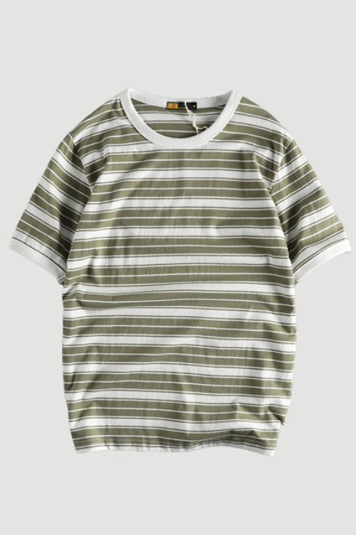 summer striped cotton short-sleeved men T-shirt simple youth half-sleeve bottom top