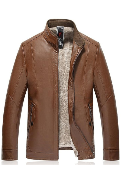 Nouvelle veste en cuir de velours d'hiver hommes noir marron solide hommes Faux coupe ample affaires d'âge moyen