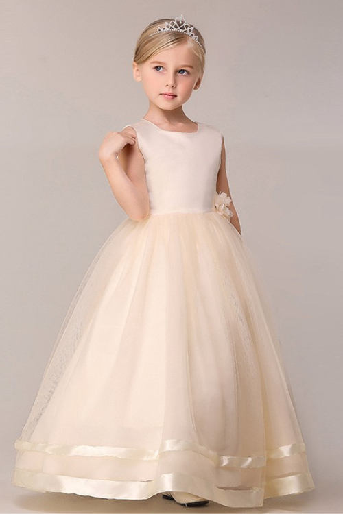 Summer Kids Princess Dress Sleeveless Flowers Kids Girls Dresses Birthday Party Wedding Dress Formal Wear Child Clothing