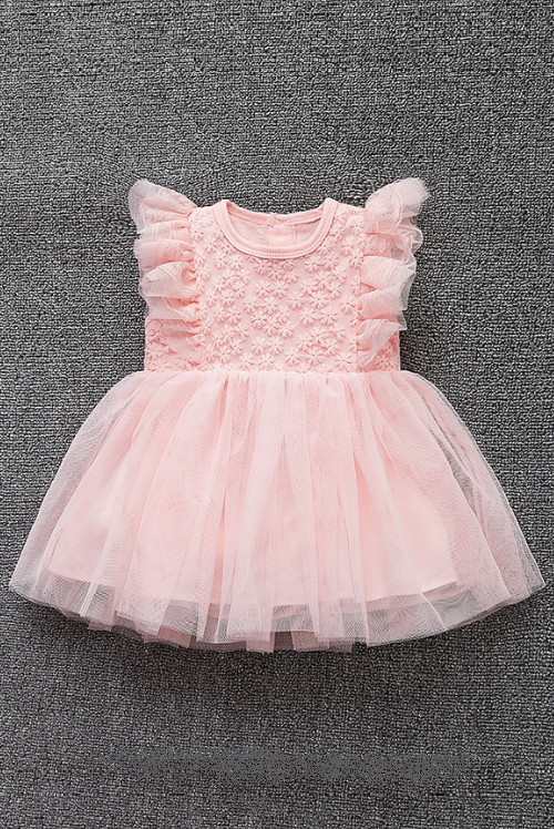 Bébé robe d'été filles princesse dentelle robe bébé baptême baptême robe fête mariage 0-12 mois photo tir jolie robe