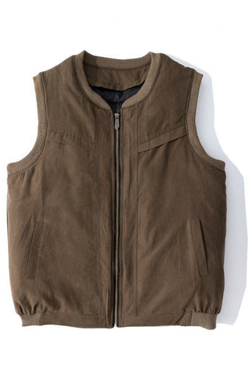 Men sheepskin vest warm cotton man streetwear clothes v collar zipper