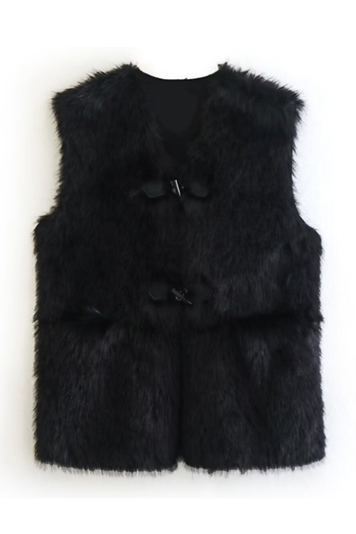 Vintage Artificial Fur Warm Vest Women Jacket