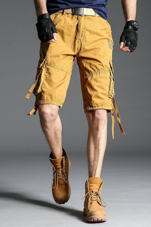 Summer Men Short Pants Knee Length Cotton Military Mens Cargo Shorts Multi-pocket Outdoor Army Work Male Shorts