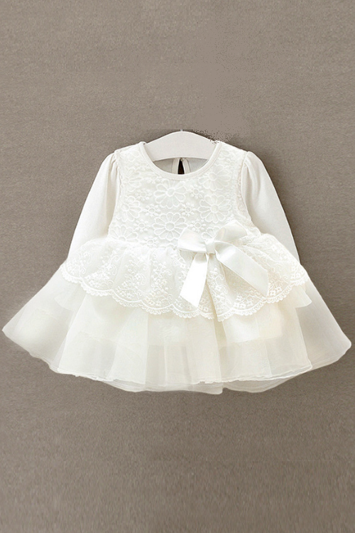 born baby girl dress white lace baby dress wedding party gowns long sleeves girls baptism 1 year