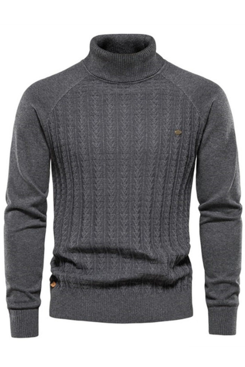 Solid Color Knitted Turtleneck Male Sweater Cotton High Quality Warm Men Pullover New Winter Casual Sweaters for Men