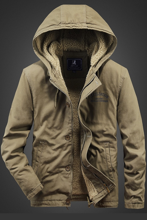 winter Padded Jacket Tooling Cotton-padded Jacket Men's Corduroy Lapel Pure Cotton Padded Jacket Casual Hooded Men Jacket