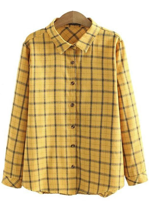 Women Clothing Shirts Autumn New Show Thin Collocation Leisure Plaid Long Sleeve Tops