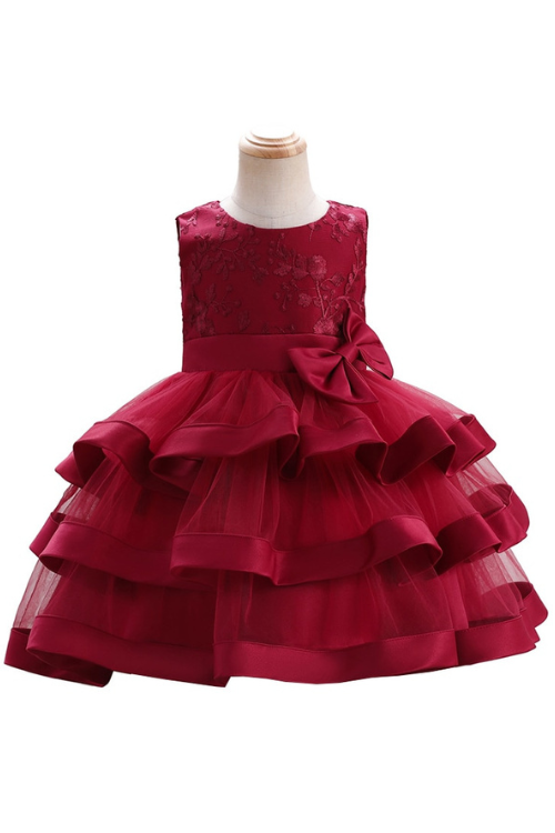 Wedding Flower Girls Costume Kids Sleeveless Backless Dress Cake Layers Tutu Prom Gown Children Princess Suit