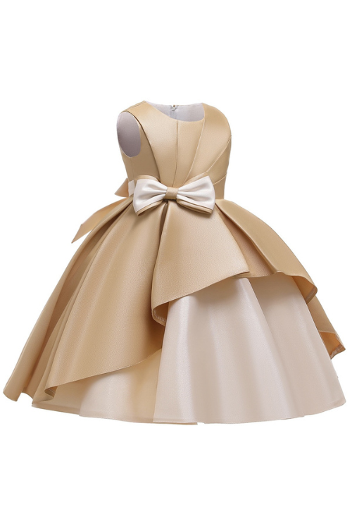 Summer Birthday Wedding Gown Princess Dress Elegant Bow Applique Girls Children Clothing Kids Party For Girl Clothes