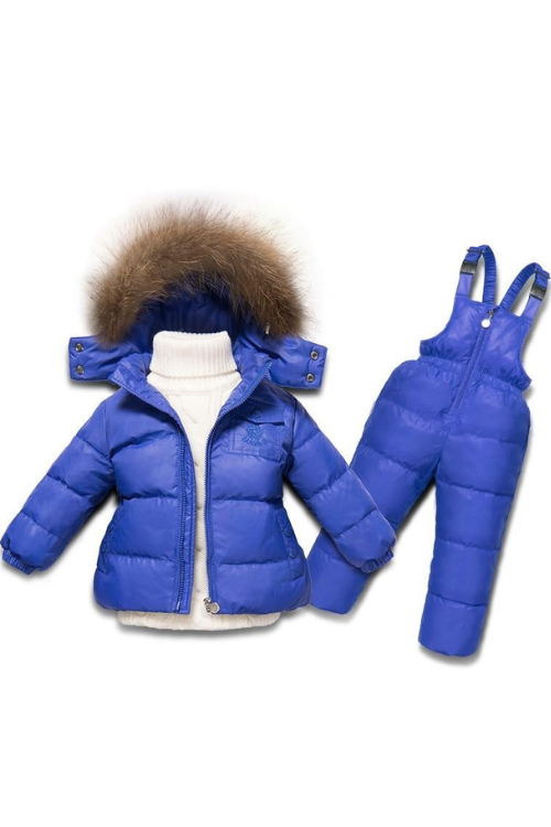 Winter Boys Girls Clothing Set Infant White Duck Down Coat+Overalls 2PC Children Snow Wear Windproof Ski Suit