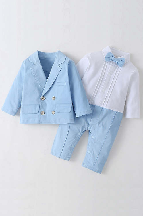 Baby Boy Boutique Clothing infant Boys Gentleman Formal Outfit Children Birthday Christening Clothes Toddler Romper + Coat