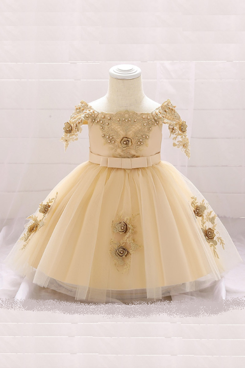 One Shoulder Baby Girl Dress For 0-24M 1 Year Baby Girls Birthday Dresses For Infant Lace Baptism Party Princess