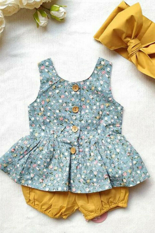 Toddler Baby Girl Summer Clothes Floral Tops Dress +Shorts 3PCS Outfits 0-24M