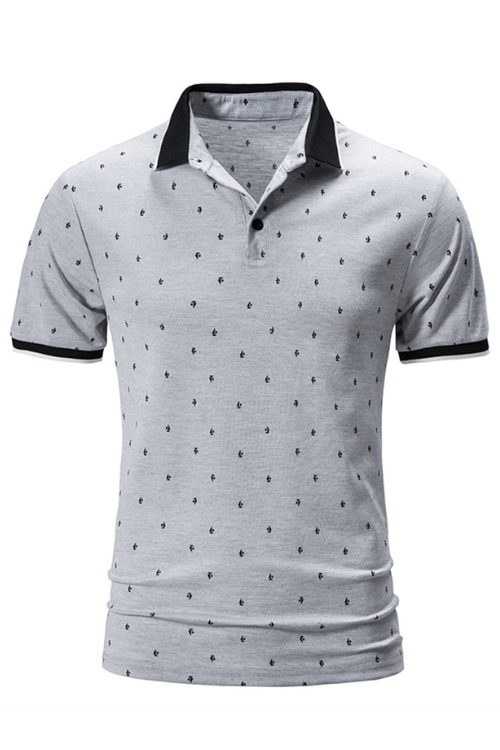 Summer Short Sleeve Basic Lapel Polo Shirt Men Sailboat T-Shirt Top