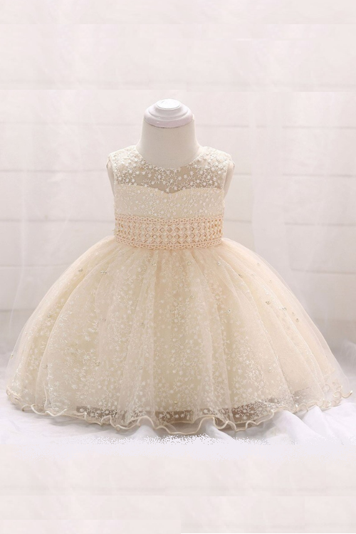 Summer Infant Beading Baptism Dress Frocks Baby Girl Pageant Voile Princess Dress1st Birthday Party