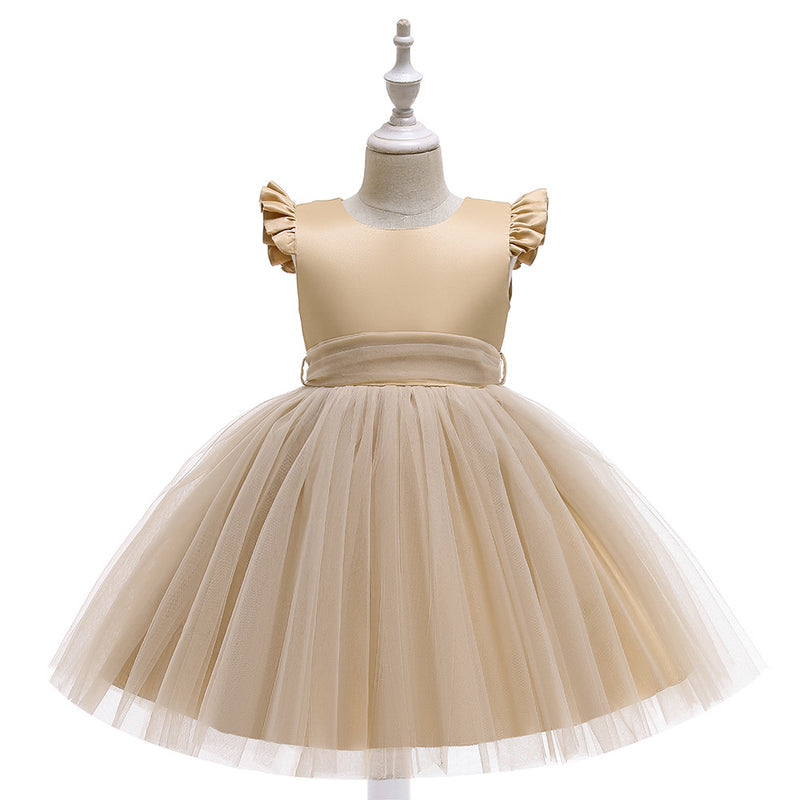 Gold Tulle Princess Dress for Girl First Birthday Party Dress Kids Clothes Christmas Dress