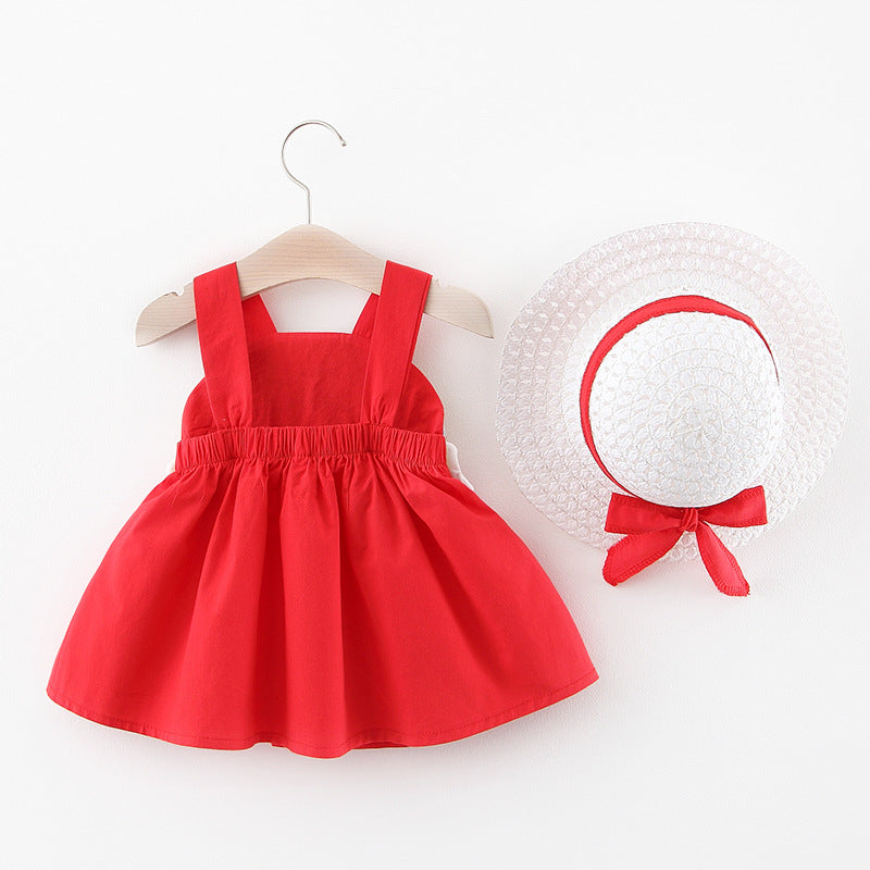 Cute Summer Baby Girl Dress For born Baby Girls Clothes Princess Dresses 1st Birthday Dress With Hat 0-2Y