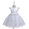 Children's dress bride's flower girl dress baby short-sleeved floral princess