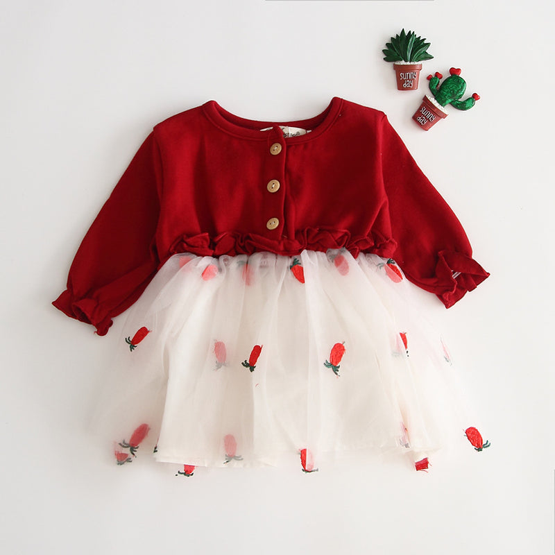 Baby Girl Dresses Party And Wedding Kids'infant Princess Red Dress Birthday Clothes For Girls Little Girls Clothing