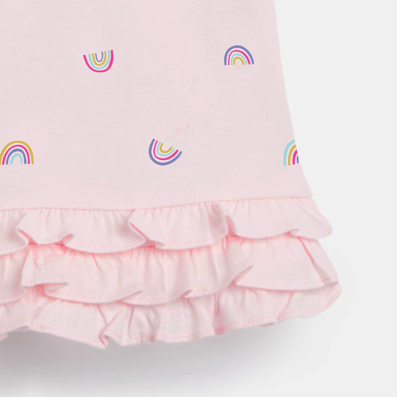 Girls Dresses Rainbow Turn-down Collar Kids Clothes Summer Children's princess Costume Dresses Dress Girls