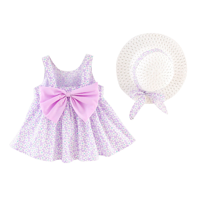 Summer Toddler Baby Kids Girls Floral Flowers Princess Dress Hat Outfits Clothes Kids Clothes Baby Children Clothing