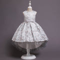 Cute O Neck Girl Dresses Front Short Long Back Sleeveless Princess Skirt embroidery Flower Girl Dress For Wedding