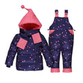 Winter Clothing Set For Boys Girls Dots Dark Down Coat +Overalls Suits Warm Windproof Snowsuit Toddler Children Suit