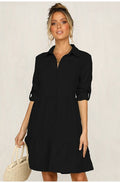 Shirt Dress Long Sleeve Women Clothing Autumn Winter Dress Button Turn-down Collar Ladies A-line Mini Party Dress