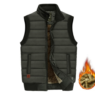 Mens Jacket Sleeveless Vest Winter Male Fleece Warm Vest Coats Men Stand Collar Army Thicken Waistcoats Clothing