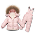 Winter Boys Girls Clothing Set Infant White Duck Down Coat+Overalls 2PC Children Snow Wear Windproof Ski Suit