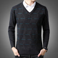 New Sweater For Mens Pullovers V Neck Slim Fit Jumpers Knit Thick Warm Autumn Style Casual Clothing Men