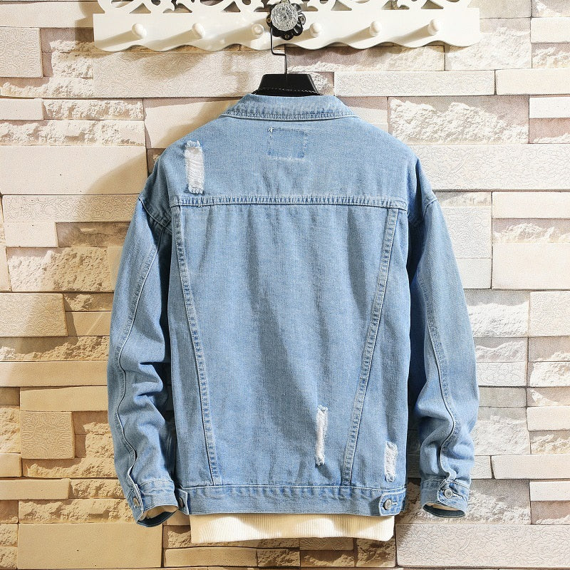 Men's Denim Jackets Male Trendy Ripped Denim Bomber Coats Men Outwear Windbreaker Cowboy Jean Jackets Clothing