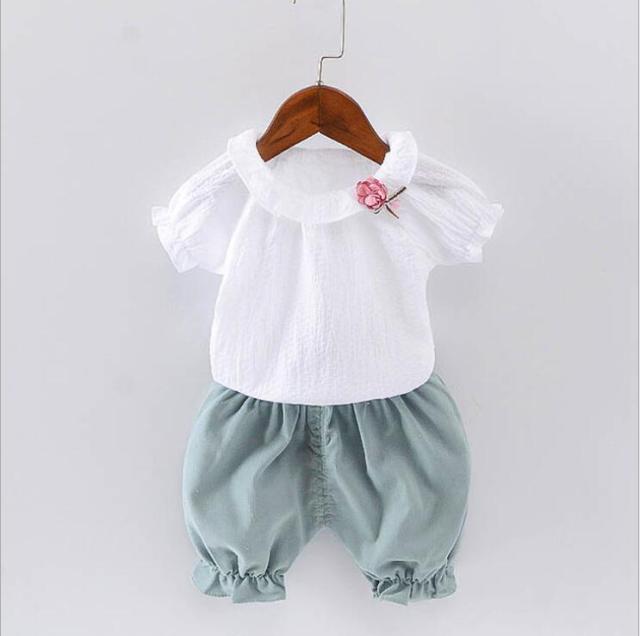 Filles tenues d'été 6 mois--3 ans enfant en bas âge enfants bébé filles tenues coton t-shirt + short pantalon vêtements mignon fleur ensemble