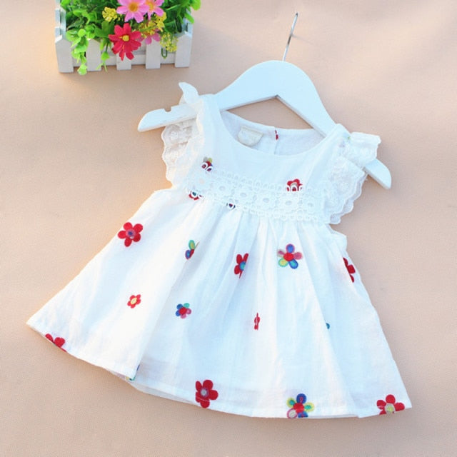 Baby Dresses Summer Baby Girls Clothes Flowers Strawberry Embroidery Baby Princess Dress Cute Cotton Kids Clothing 0-3T