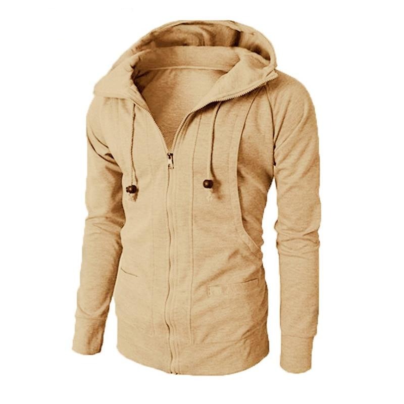 Autumn Spring Drawstring Zipper Men Hoodies Jacket Hooded Sweatshirt Male Long Sleeve Pocket Pullover Hoodie Coat