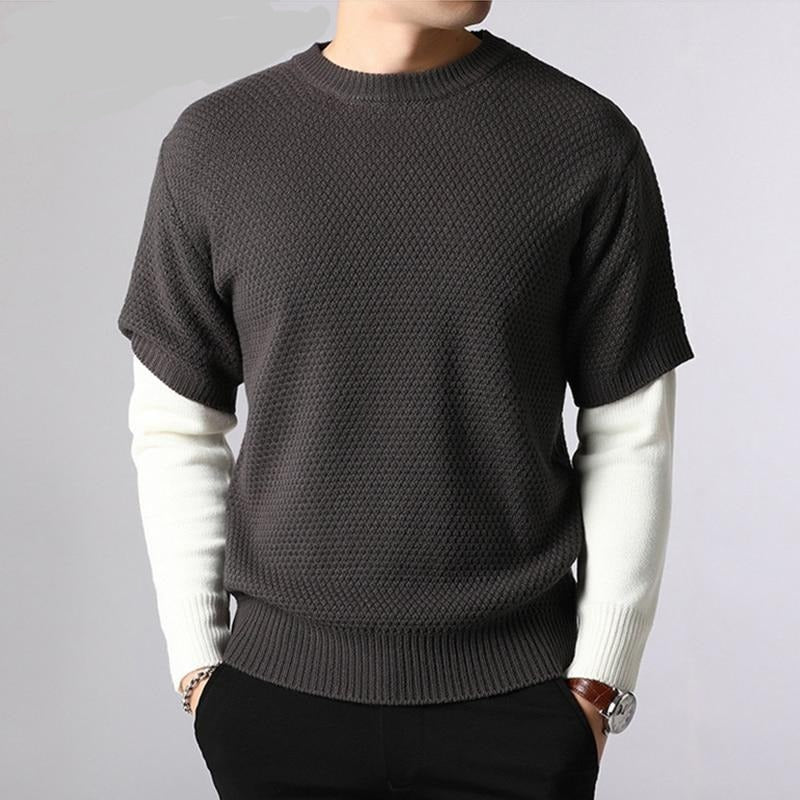 Sweater Men Spring Autumn Warm Mens Patchwork Sweaters Casual O-Neck Pull Homme Long-sleeve Pullover Men