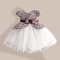 Lace Flower Girl Dress style Silk Belt Princess Kids Dresses 3 colors leopard Girls Party Dress for 1-6T