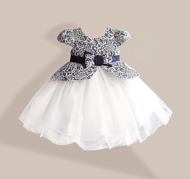 Lace Flower Girl Dress style Silk Belt Princess Kids Dresses 3 colors leopard Girls Party Dress for 1-6T