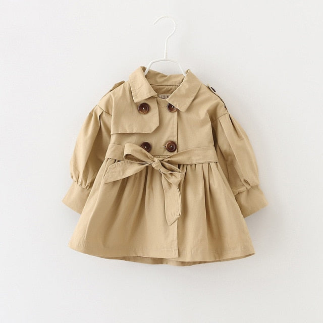 New autumn Girls jacket children's clothing girl trench kids jacket girl coats Outerwear with belt 0-4Y