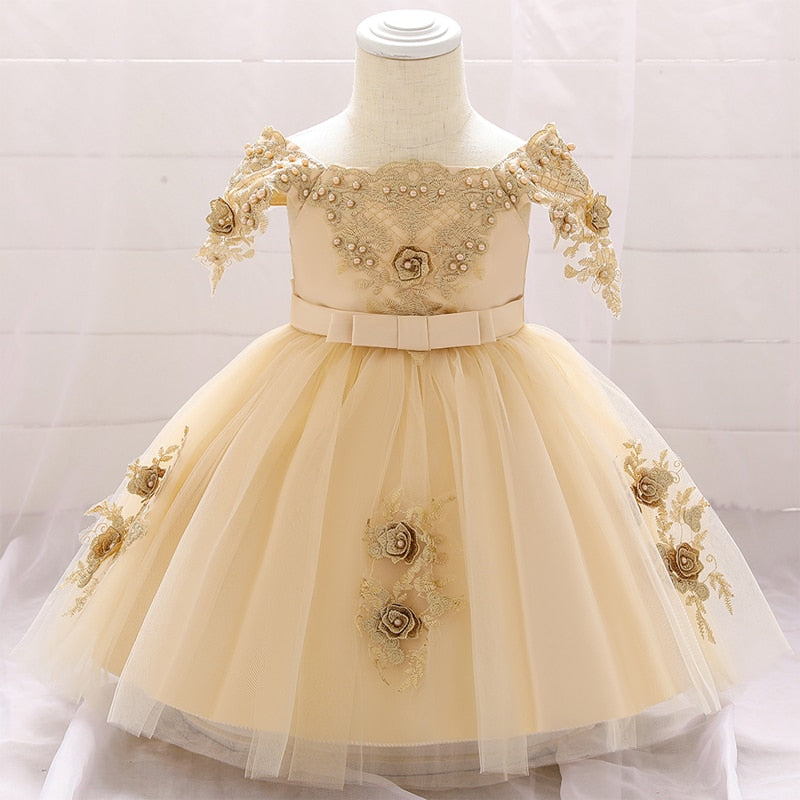 Été Infantil premier anniversaire robe baptême pour bébé fille vêtements Voile princesse robes fête fleur robe 1 2 ans