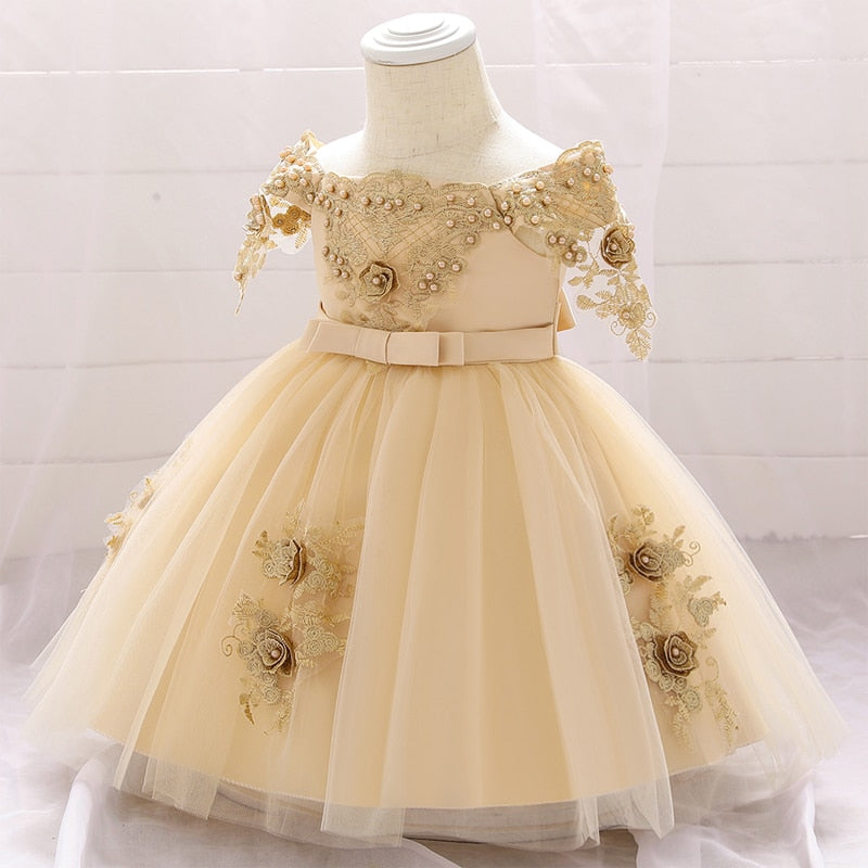 Été Infantil premier anniversaire robe baptême pour bébé fille vêtements Voile princesse robes fête fleur robe 1 2 ans