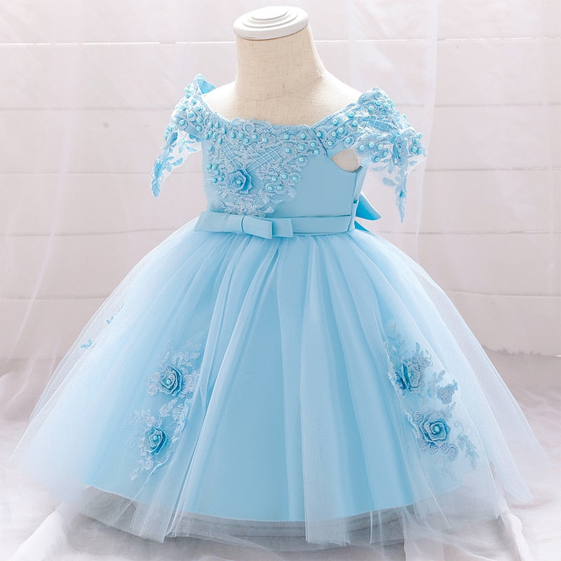 Été Infantil premier anniversaire robe baptême pour bébé fille vêtements Voile princesse robes fête fleur robe 1 2 ans