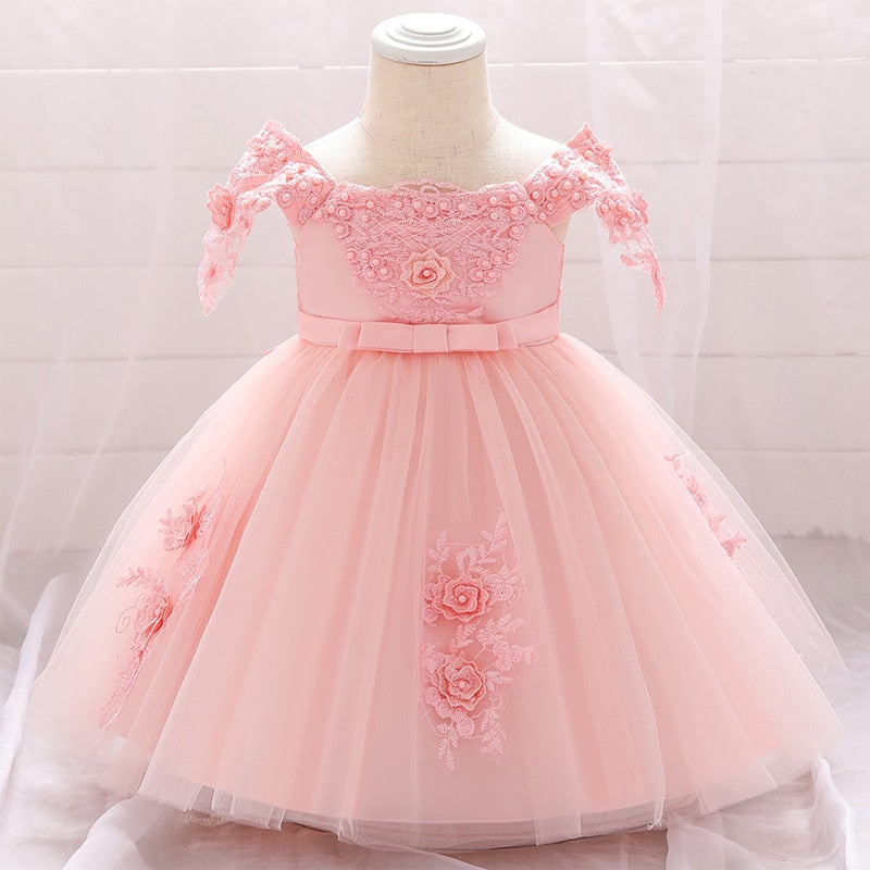 Été Infantil premier anniversaire robe baptême pour bébé fille vêtements Voile princesse robes fête fleur robe 1 2 ans