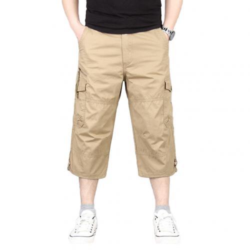 Summer Men's Casual Cotton Cargo Shorts Overalls Long Length Multi Pocket Hot breeches Military Capri Pants Male Cropped Pants