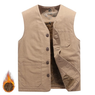 Men‘s Vests Casual Winter Fleece Warm Waistcoats Mens Thermal Vests Sleeveless Jackets Windbreaker Vests Clothing