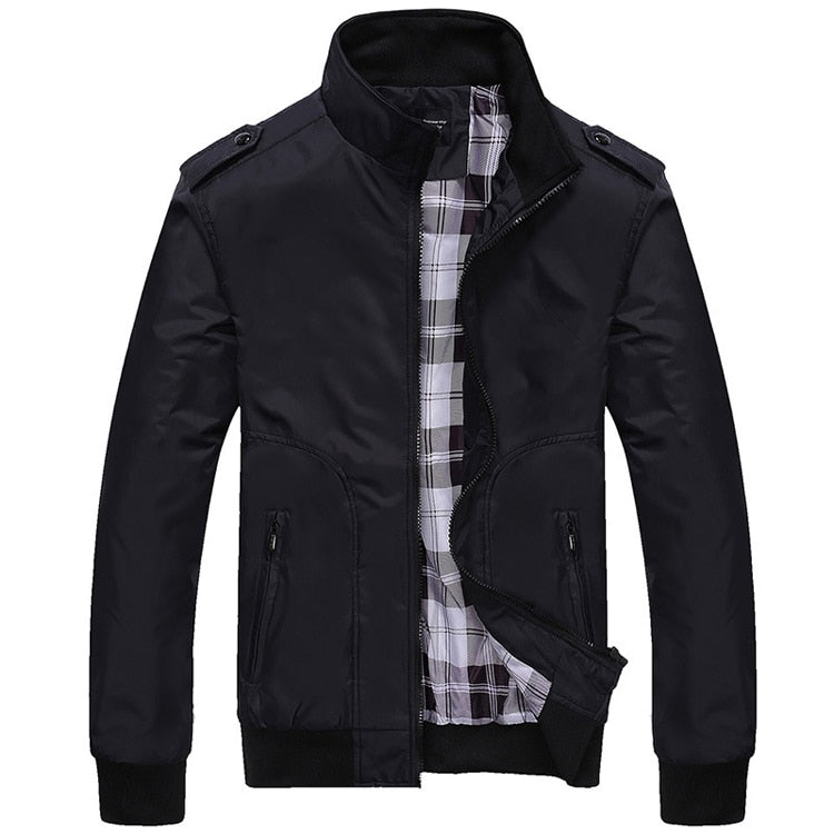 Mens Jackets Spring Autumn Casual Coats Solid Color Mens Sportswear Stand Collar Slim Jackets Male Bomber Jackets