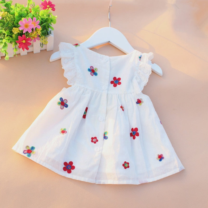 Baby Dresses Summer Baby Girls Clothes Flowers Strawberry Embroidery Baby Princess Dress Cute Cotton Kids Clothing 0-3T