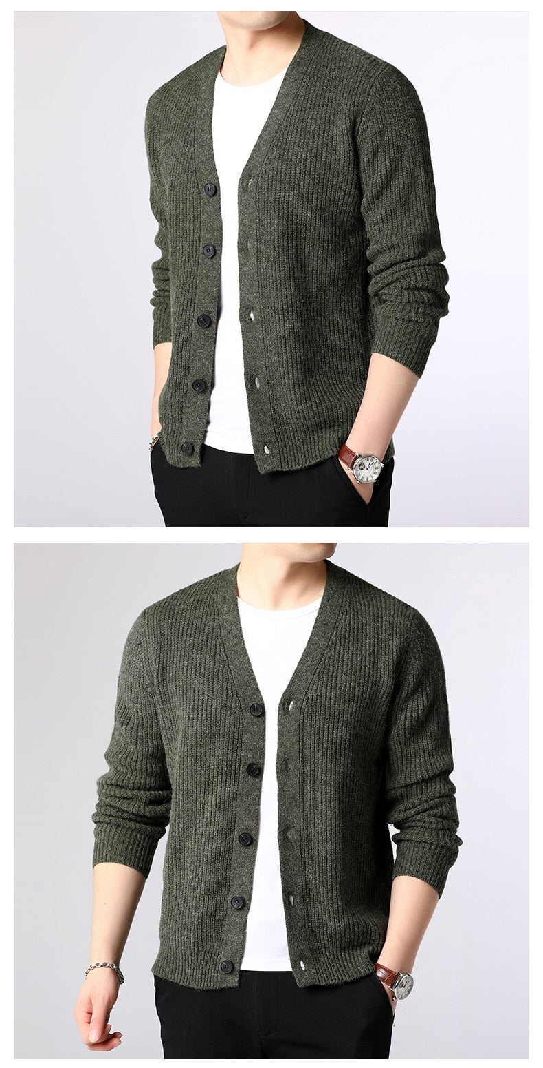 Sweater Men Cardigan Thick Slim Fit Jumpers Knitwear Warm Winter Style Casual Clothing Male